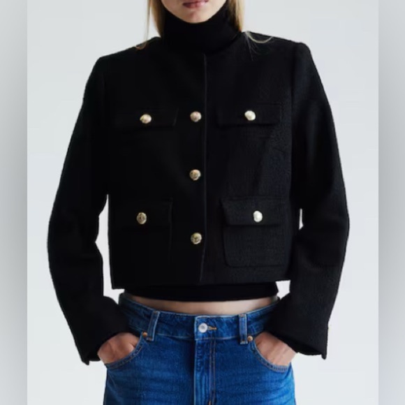 H&M CHIC TEXTURED-WEAVE JACKET/BLAZER - Picture 2 of 5